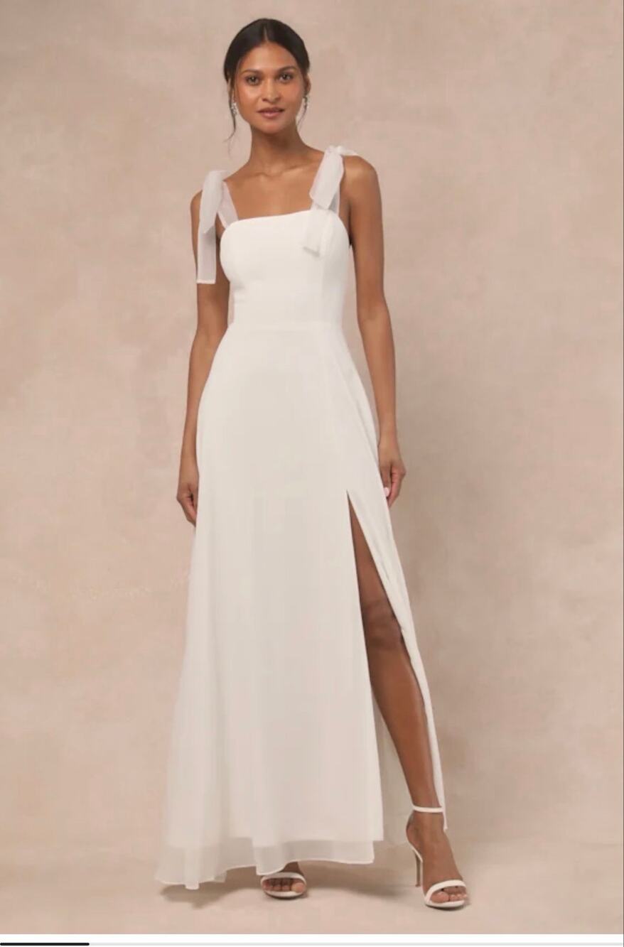 New lulus Radiant Romance White Tie-Strap Maxi Dress